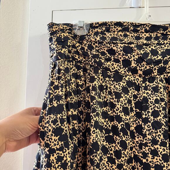 Athropologie High Rise Wide Leg Leopard Pant Pockets Size 14 - Picture 7 of 9